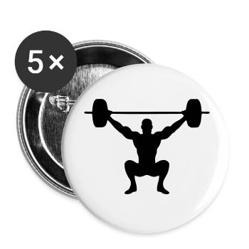 drawing vector weightlifting sport weightlifter - Buttons small 1''/25 mm (5-pack) - white - Front