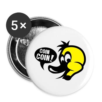 canard coin coin dessin - Lot de 5 petits badges (25 mm) - blanc - Devant