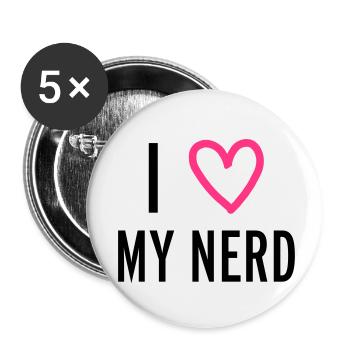 Nerd - Lot de 5 petits badges (25 mm) - blanc - Devant
