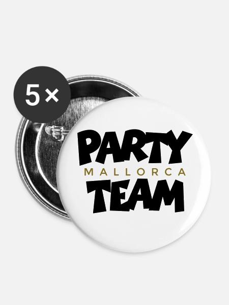 Mallorca Gold Party Team - Buttons klein 25 mm (5er Pack) - Weiß