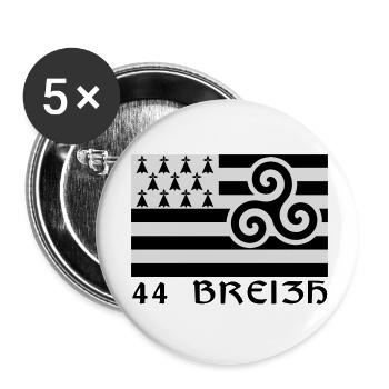 44 Breizh Loire-Atlantique Bretagne - Lot de 5 petits badges (25 mm) - blanc - Devant
