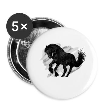 Eleganter Schwarz-Weiß-Pferd im Galopp - Buttons klein 25 mm (5er Pack) - Weiß - Vorne
