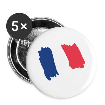 Drapeau de France dessin 2 - Lot de 5 petits badges (25 mm) - blanc - Devant