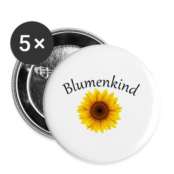 Blumenkind Hochzeit Geschenk Schmuck Sonnenblume - Buttons klein 25 mm (5er Pack) - Weiß - Vorne