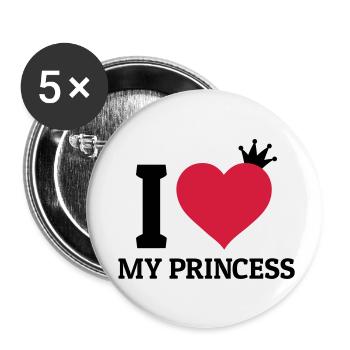 I love my Princess - Buttons small 1''/25 mm (5-pack) - white - Front