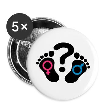 Question mark footprints feet icon girl boy - Buttons small 1''/25 mm (5-pack) - white - Front