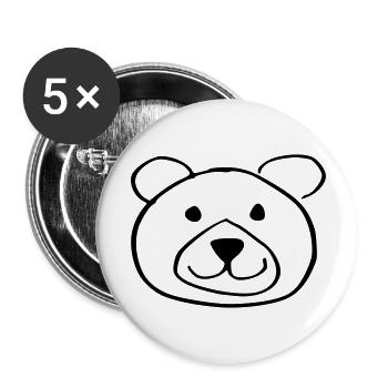 ours doux - Lot de 5 petits badges (25 mm) - blanc - Devant