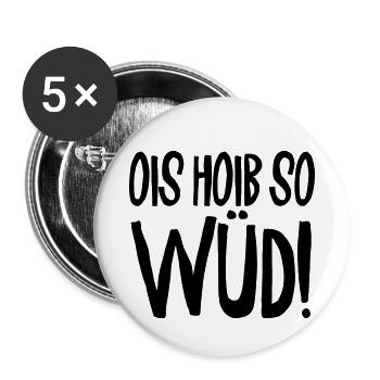 Ois hoib so Süd | Mundart Wien Bayern dialekt - Buttons klein 25 mm (5er Pack) - Weiß - Vorne
