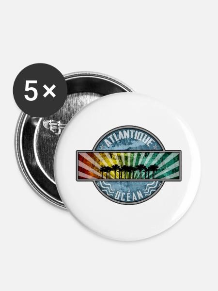 Farbige Sonnenstrahlen am Atlantik - Buttons klein 25 mm (5er Pack) - Weiß