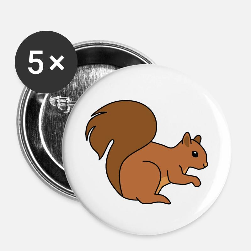 Eichhörnchen - Buttons klein 25 mm (5er Pack) - Weiß