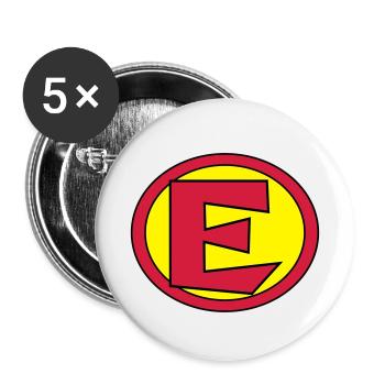 Super, Superheld, Superheldin, Hero, E - Buttons small 1''/25 mm (5-pack) - white - Front