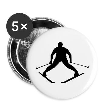 Skifahrer - Buttons klein 25 mm (5er Pack) - Weiß - Vorne