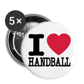i love handball heart - Buttons small 1''/25 mm (5-pack) - white - Front