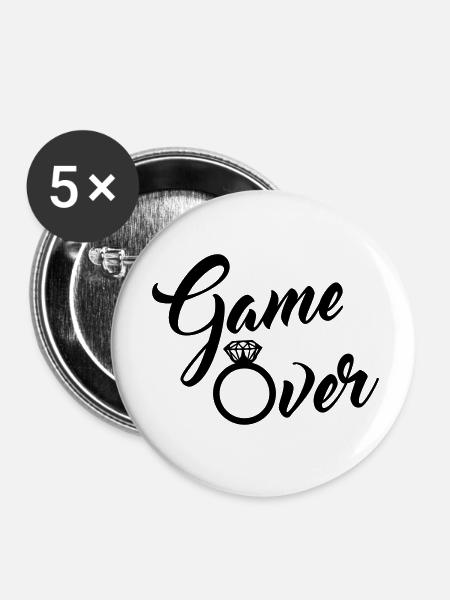 game over - Buttons klein 25 mm (5er Pack) - Weiß
