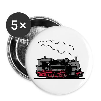 dampflok lokomotive alt romantik - Buttons klein 25 mm (5er Pack) - Weiß - Vorne