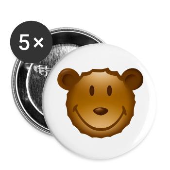 Smiley Teddy - Buttons klein 25 mm (5er Pack) - Weiß - Vorne