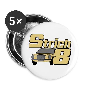 MB W115 W114 , Strich 8 , Oldtimer Kult (25) - Buttons klein 25 mm (5er Pack) - Weiß - Vorne