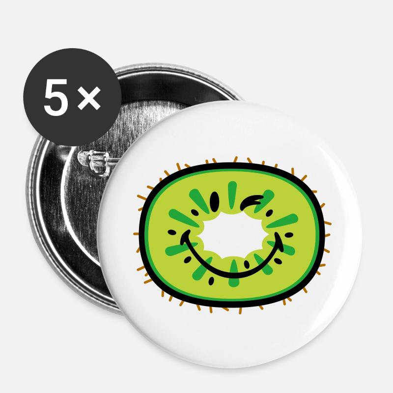 Smiley Kiwi - Små knappar 25 mm (5-pack) - vit