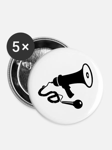 Megaphon (1c) - Buttons klein 25 mm (5er Pack) - Weiß