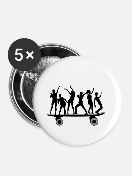 Party Boarding - Buttons klein 25 mm (5er Pack) - Weiß
