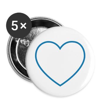 blue heart // love // marry // wedding - Buttons small 1''/25 mm (5-pack) - white - Front