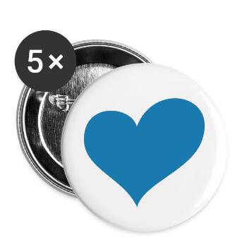 blue heart // love // marry // wedding - Buttons small 1''/25 mm (5-pack) - white - Front