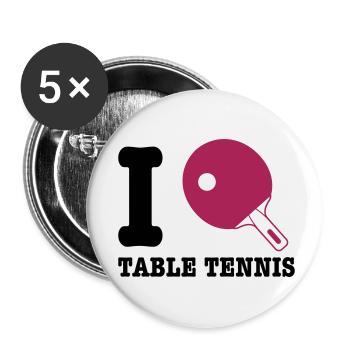 tennis de table - Lot de 5 petits badges (25 mm) - blanc - Devant