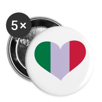 Italien Herz; Heart Italia - Buttons klein 25 mm (5er Pack) - Weiß - Vorne