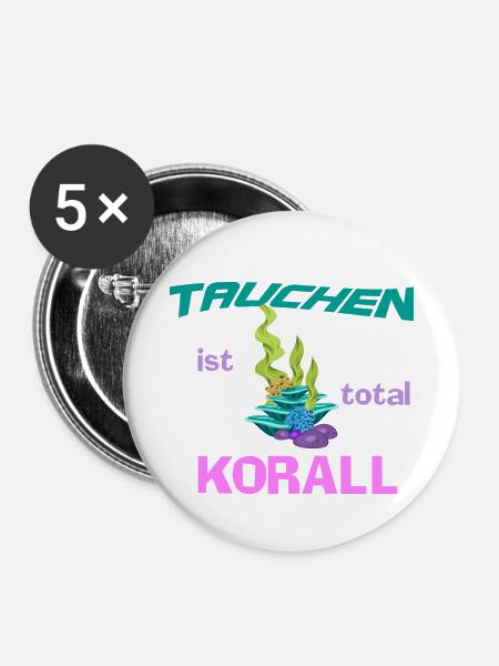 Tauchen - Buttons klein 25 mm (5er Pack) - Weiß