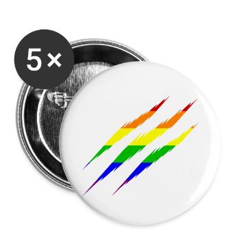 LGBT Rainbow scratches - Buttons small 1''/25 mm (5-pack) - white - Front