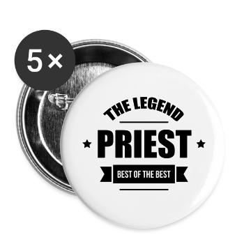 Priest Priester Prêtre Religion Cross Croix God - Buttons small 1''/25 mm (5-pack) - white - Front