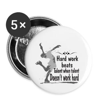 Hard Work Figure Skating - Buttons klein 25 mm (5er Pack) - Weiß - Vorne