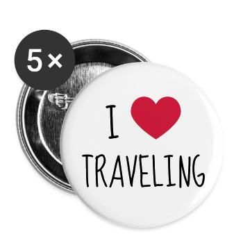 Reisen / Reisende / Urlaub / Tourismus - Buttons klein 25 mm (5er Pack) - Weiß - Vorne