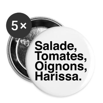 Salade Tomate Oignons Harissa - Lot de 5 petits badges (25 mm) - blanc - Devant