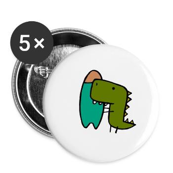 Trex Dino Surfing Suess - Buttons small 1''/25 mm (5-pack) - white - Front