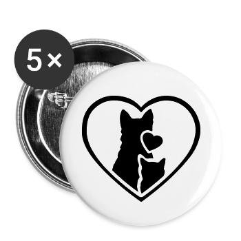 chat et chien ensemble ♥ chien et chat ensemble - Lot de 5 petits badges (25 mm) - blanc - Devant