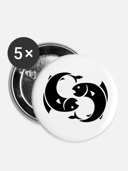 Fisch - Buttons klein 25 mm (5er Pack) - Weiß