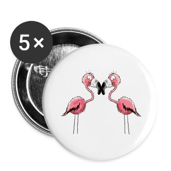 Best Friends Flamingos - Buttons klein 25 mm (5er Pack) - Weiß - Vorne