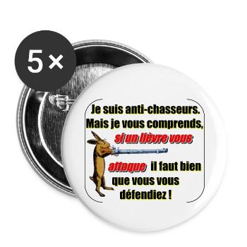 Anti-hunters black and red - Buttons small 1''/25 mm (5-pack) - white - Front