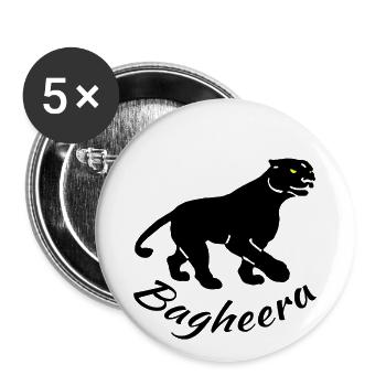 Tee shirt panthère noire Bagheera - Lot de 5 petits badges (25 mm) - blanc - Devant