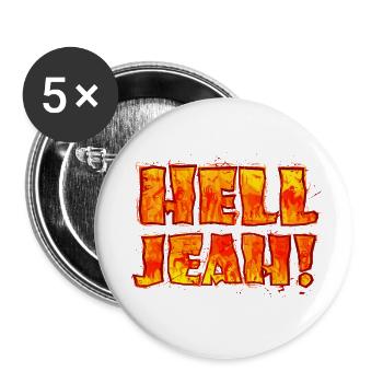 Hell Jeah! (Schriftzug) - Buttons klein 25 mm (5er Pack) - Weiß - Vorne