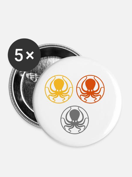 Tintenfisch - Buttons klein 25 mm (5er Pack) - Weiß