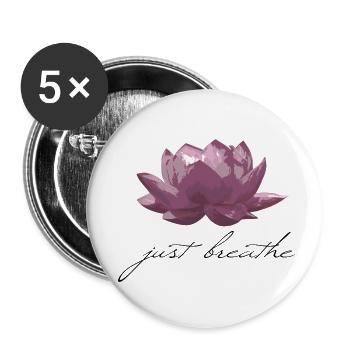 Fleur de lotus respire - Lot de 5 petits badges (25 mm) - blanc - Devant