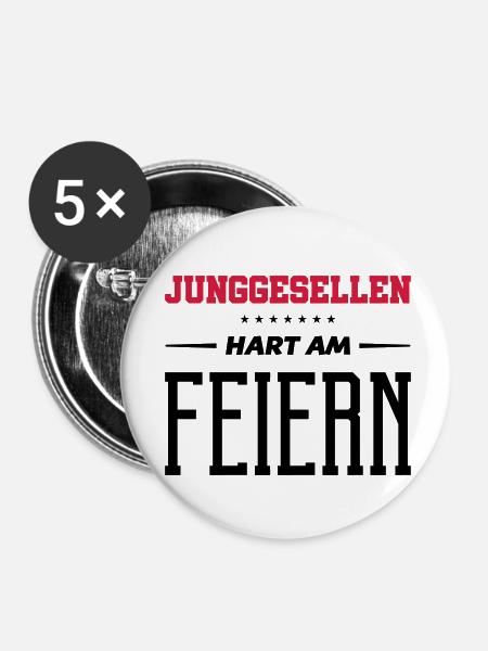 junggesellen hart am feiern - Buttons klein 25 mm (5er Pack) - Weiß