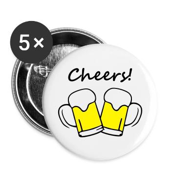 Bier, Cheers! - Buttons klein 25 mm (5er Pack) - Weiß - Vorne