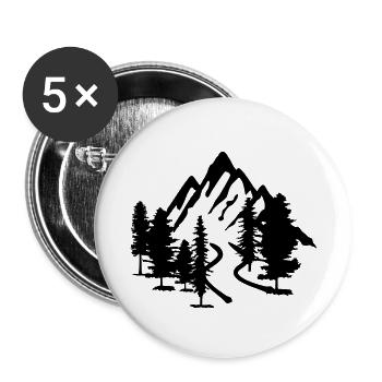Mountain, Forest and Road - Lot de 5 petits badges (25 mm) - blanc - Devant