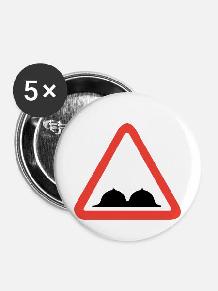 warning boobs - Buttons klein 25 mm (5er Pack) - Weiß