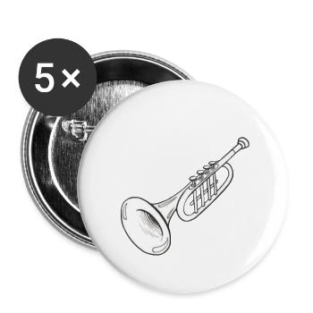 Trompete - Buttons klein 25 mm (5er Pack) - Weiß - Vorne