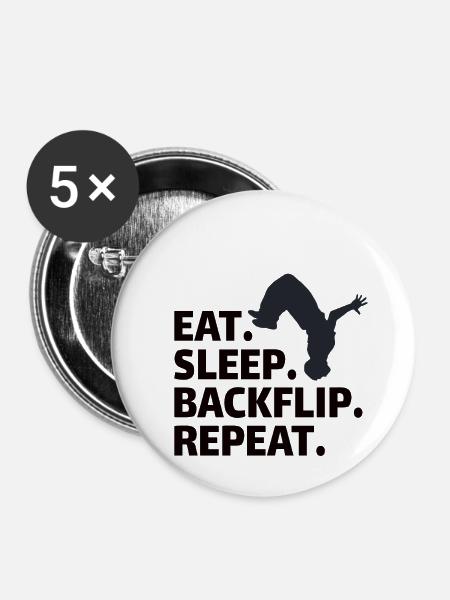 GYMNASTICS: eat,backflip,sleep,repeat - Buttons klein 25 mm (5er Pack) - Weiß