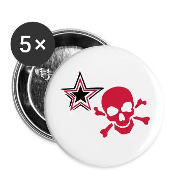 Tod Kopf Stern crane skull - Buttons klein 25 mm (5er Pack) - Weiß - Vorne